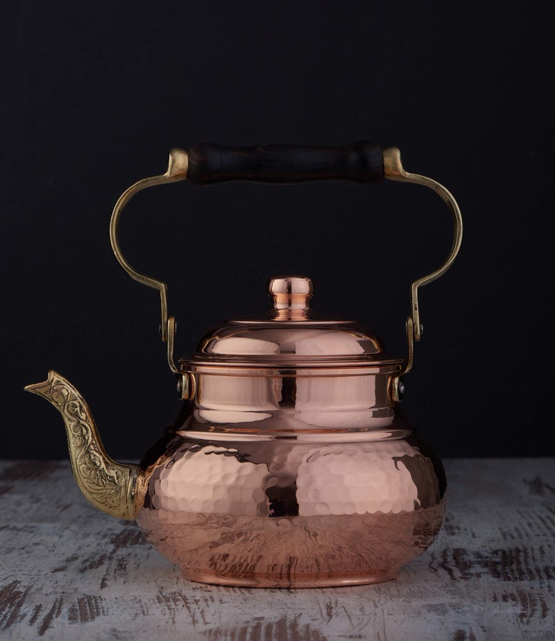DEMMEX 1mm Thick Hammered Copper Tea Pot Kettle Stovetop Teapot, 1.6-Quart - Image 3